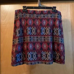 Double D burgundy southwest print skirt; size XL